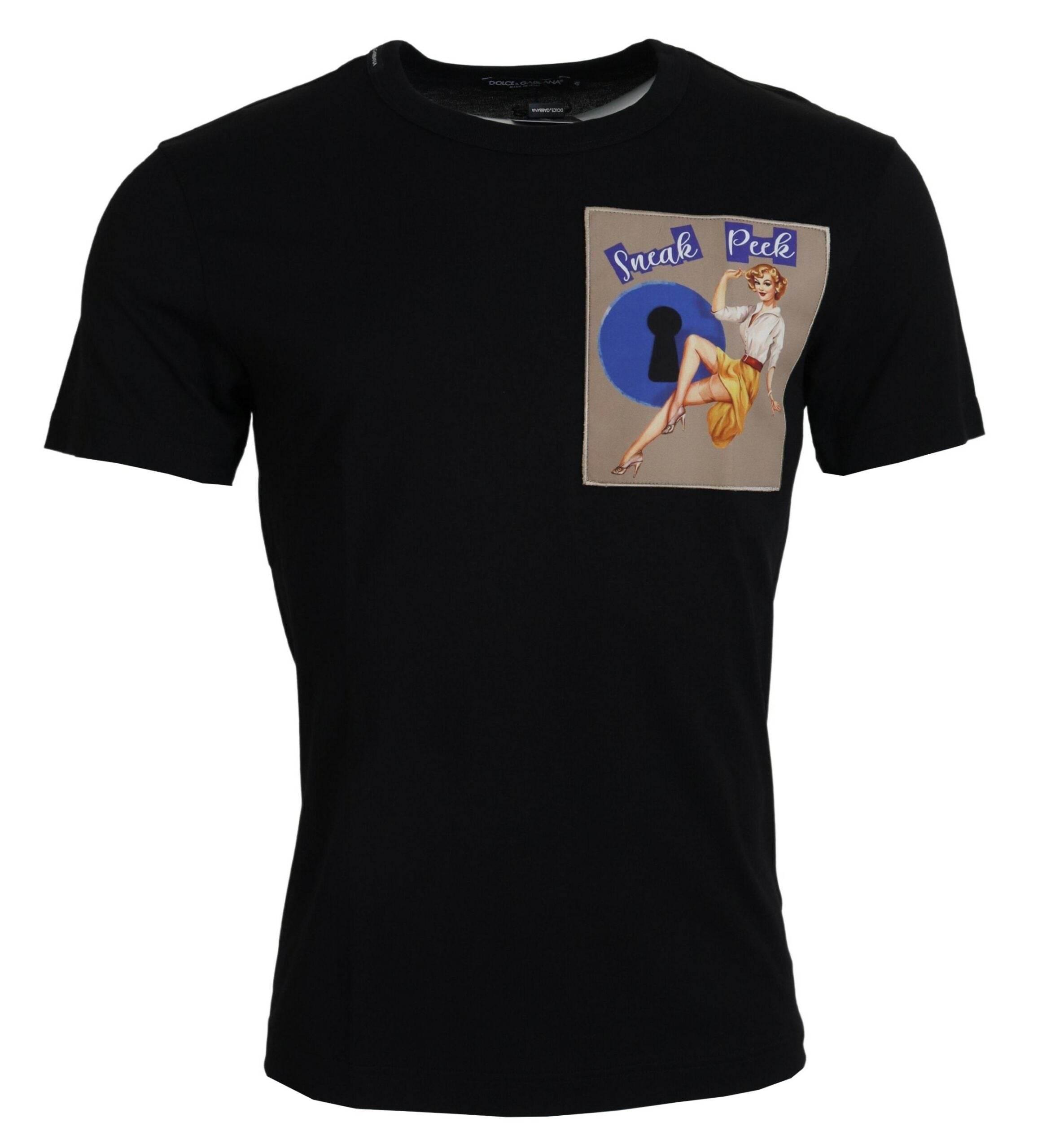 Dolce & Gabbana Black Sneak Peek Cotton Short Sleeve T-shirt - Hilstor