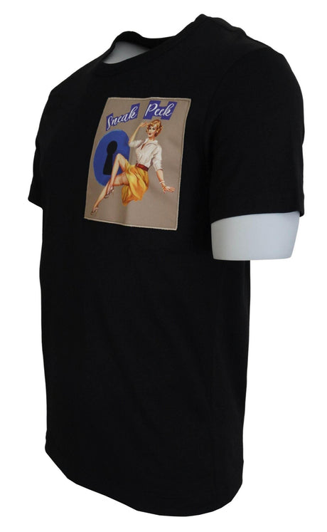 Dolce & Gabbana Black Sneak Peek Cotton Short Sleeve T-shirt - Hilstor