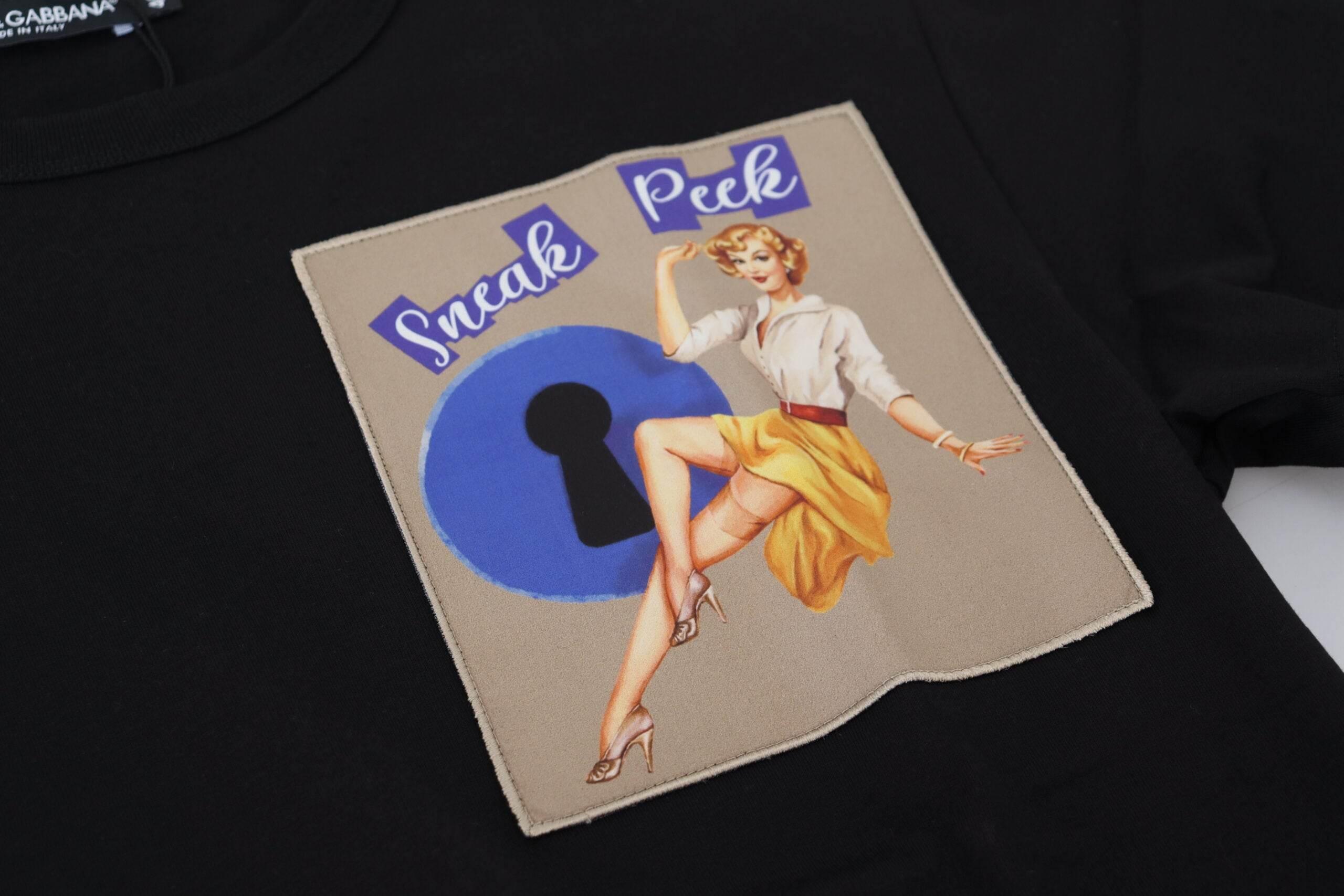 Dolce & Gabbana Black Sneak Peek Cotton Short Sleeve T-shirt - Hilstor