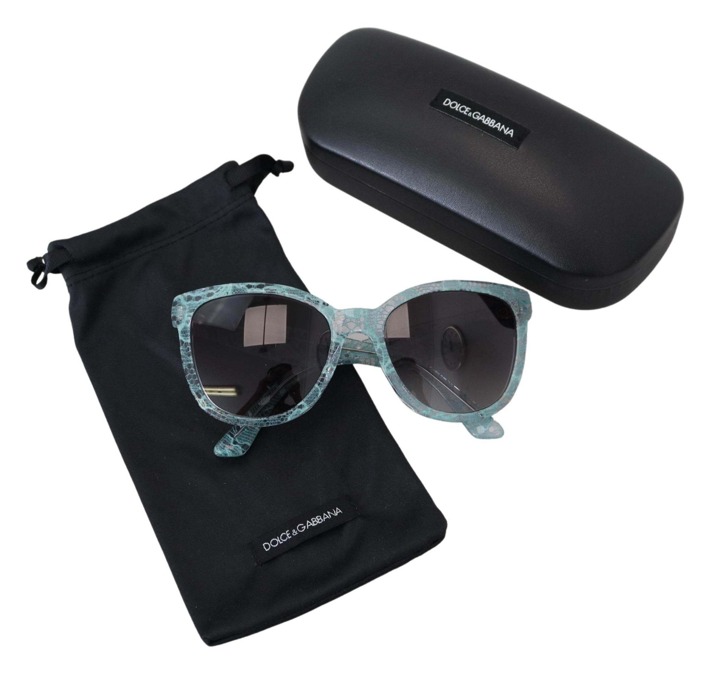 Dolce & Gabbana Blue DG4190 Lace Crystal Acetate Butterfly Sunglasses - Hilstor