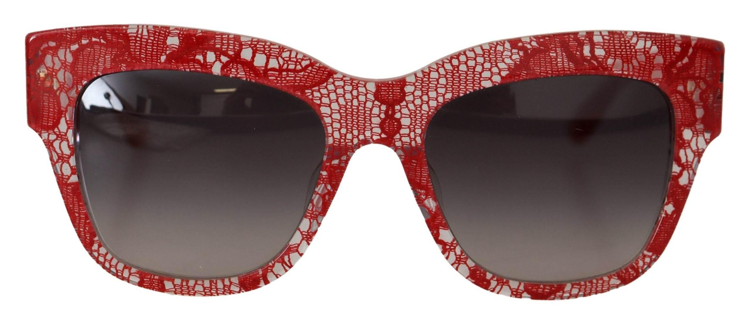 Dolce & Gabbana Elegant Red Lace Detail Sunglasses - Hilstor
