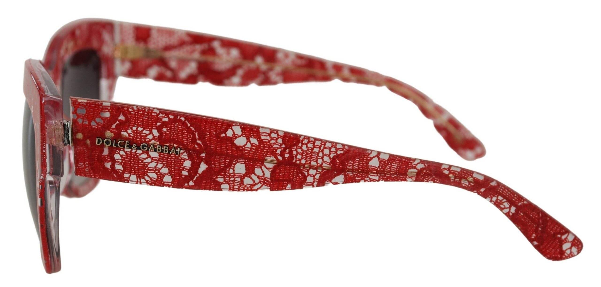 Dolce & Gabbana Elegant Red Lace Detail Sunglasses - Hilstor