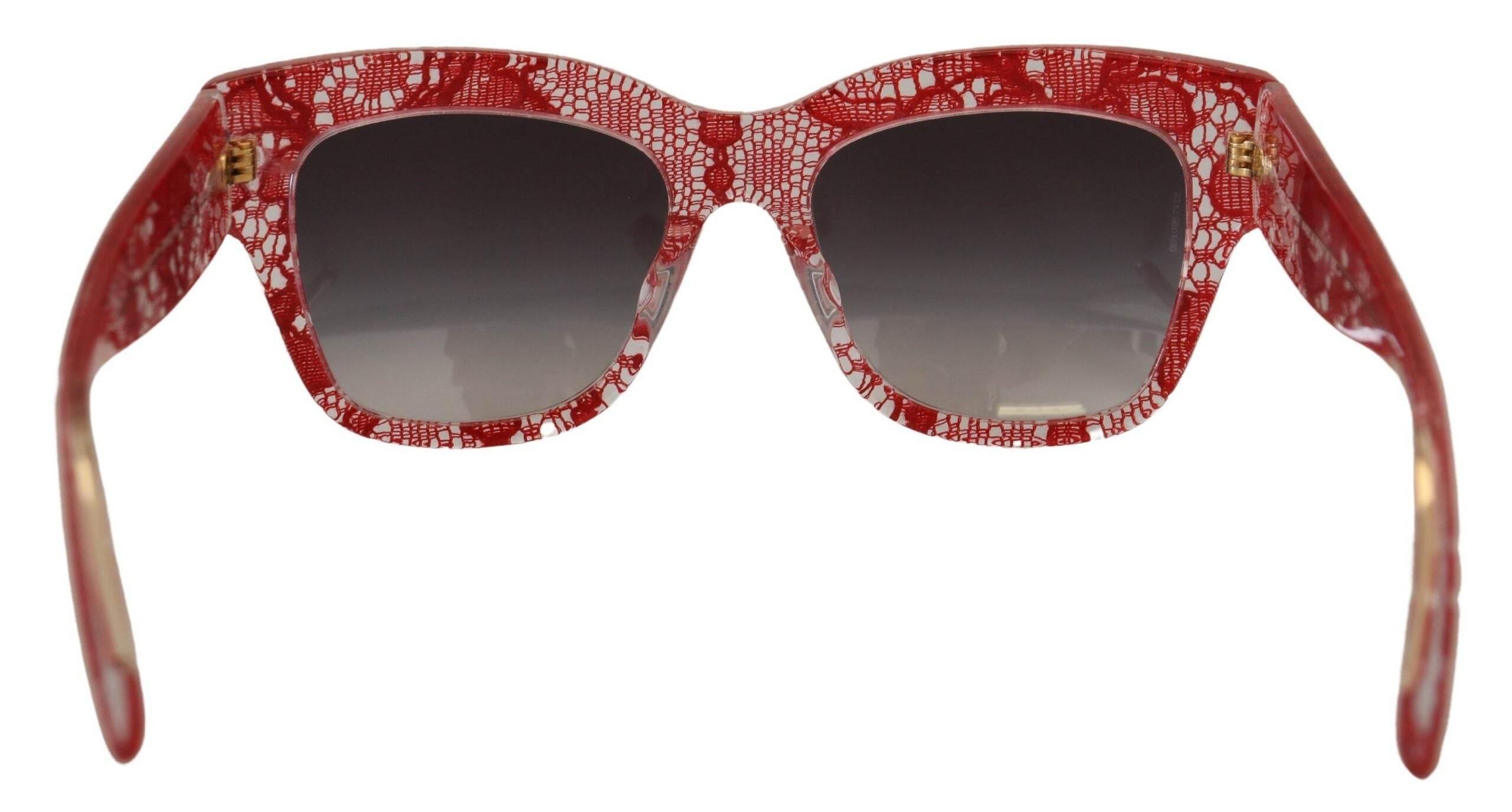 Dolce & Gabbana Elegant Red Lace Detail Sunglasses - Hilstor