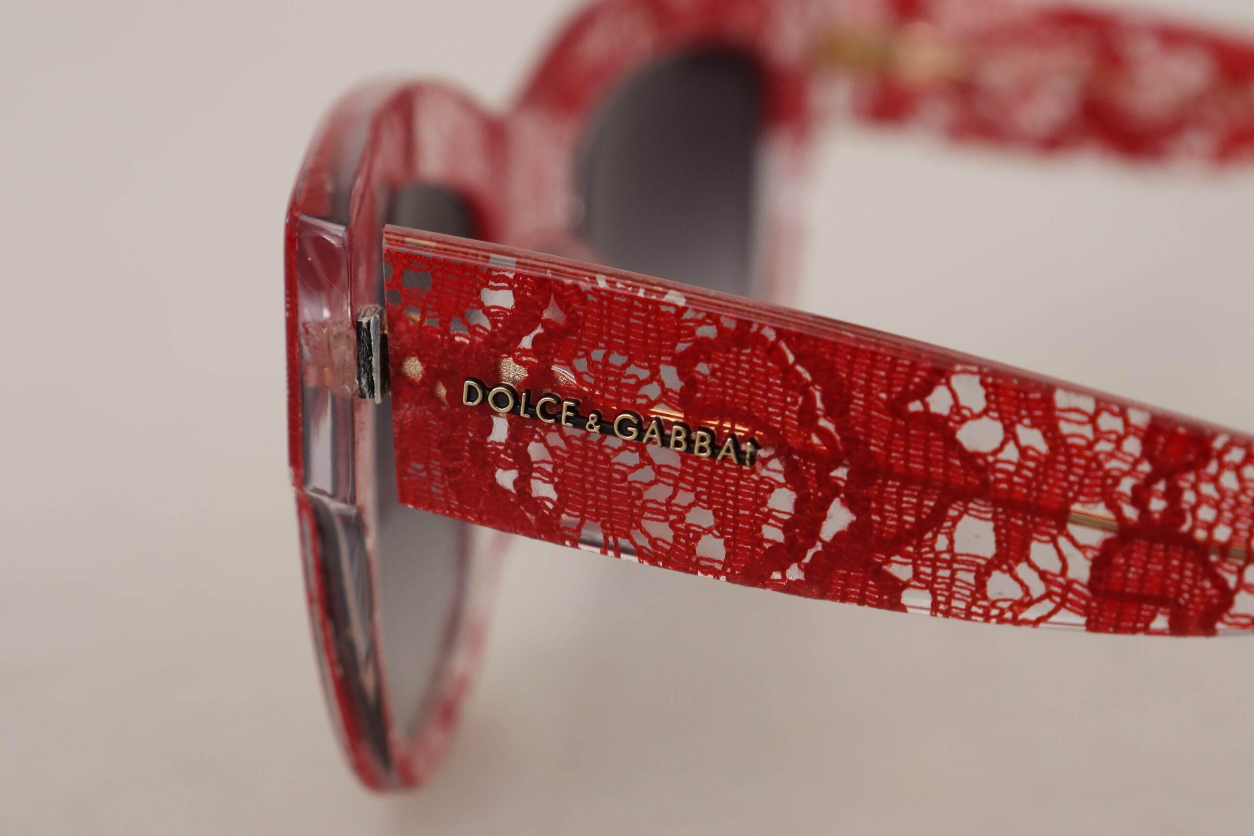 Dolce & Gabbana Elegant Red Lace Detail Sunglasses - Hilstor