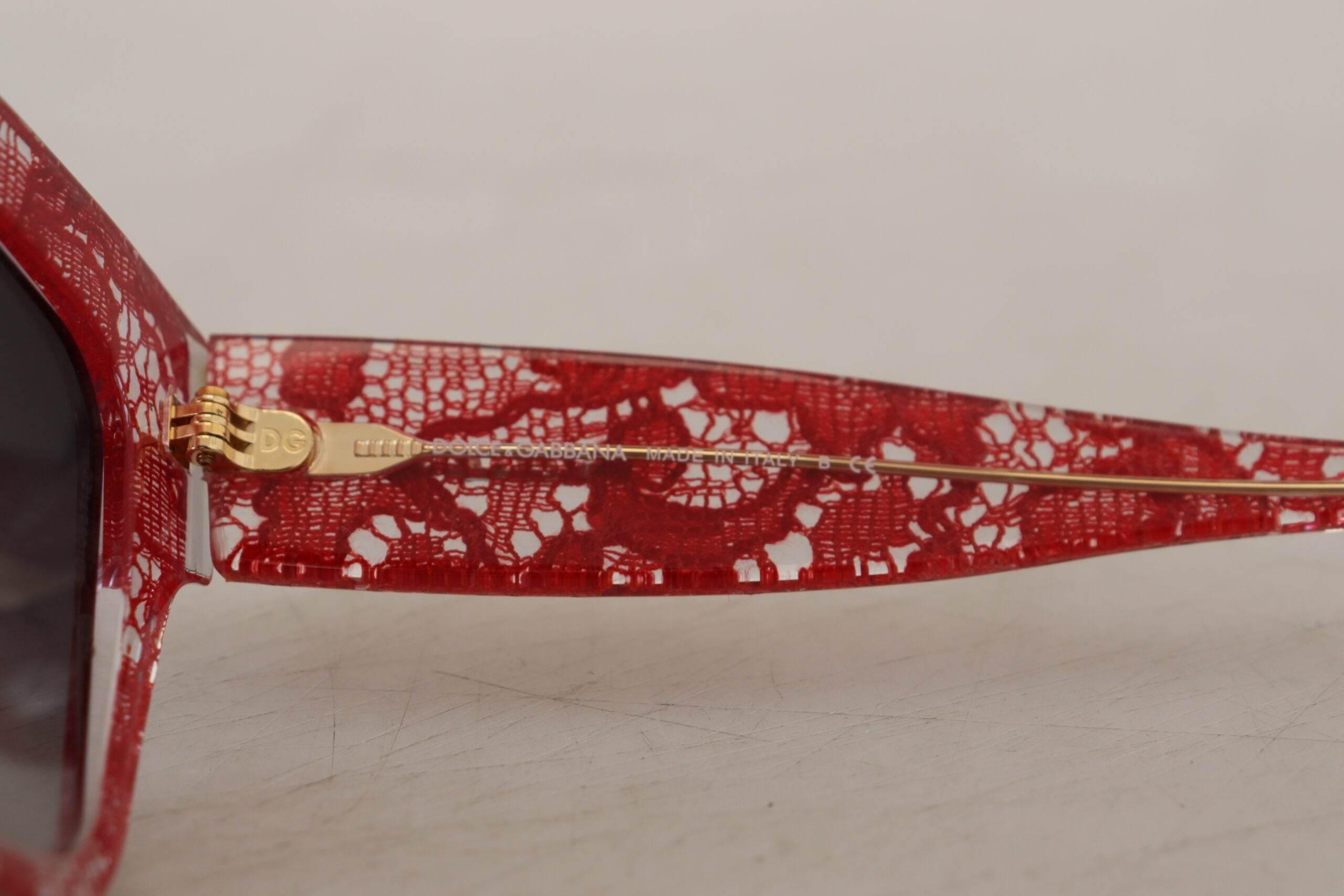 Dolce & Gabbana Elegant Red Lace Detail Sunglasses - Hilstor