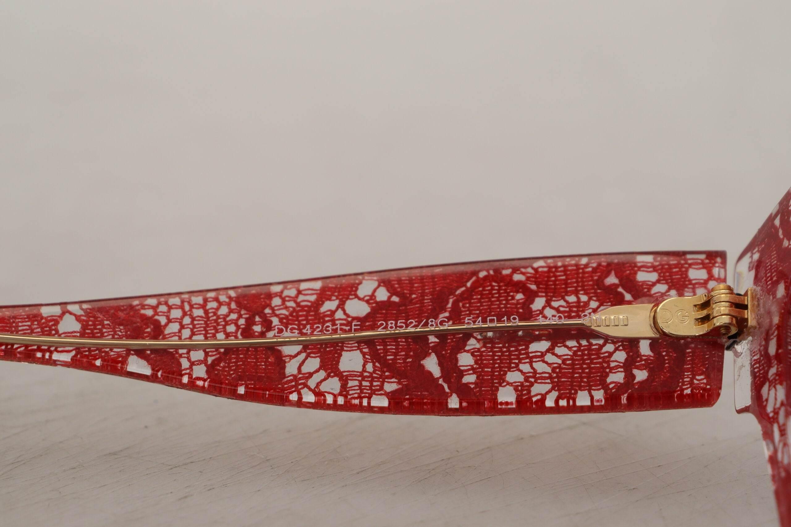 Dolce & Gabbana Elegant Red Lace Detail Sunglasses - Hilstor