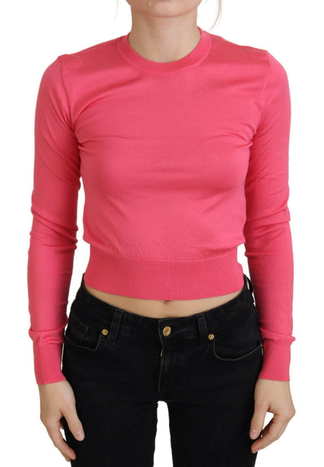 Dolce & Gabbana Elegant Pink Cropped Crewneck Sweater - Hilstor