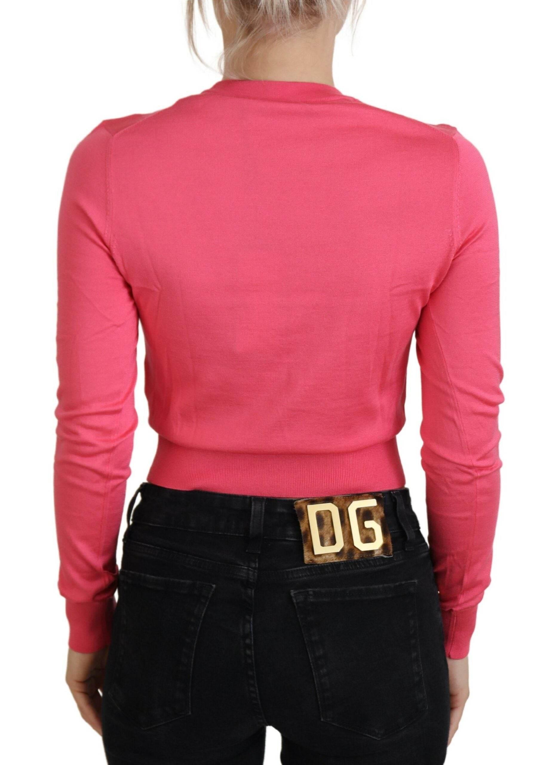 Dolce & Gabbana Elegant Pink Cropped Crewneck Sweater - Hilstor