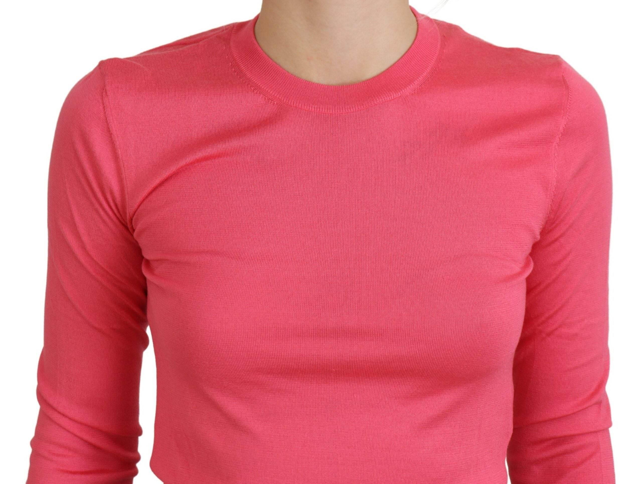 Dolce & Gabbana Elegant Pink Cropped Crewneck Sweater - Hilstor