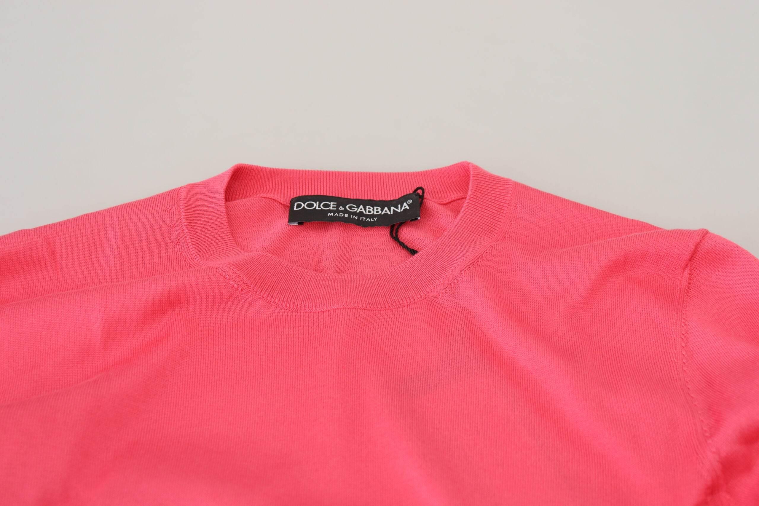 Dolce & Gabbana Elegant Pink Cropped Crewneck Sweater - Hilstor