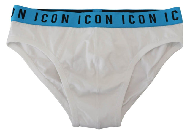Dsquared² White Icon Logo Cotton Stretch Men Brief Underwear - Hilstor