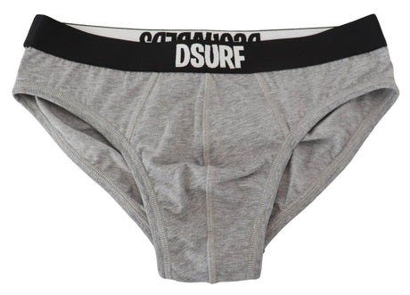 Dsquared² Gray DSURF Logo Cotton Stretch Men Brief Underwear - Hilstor