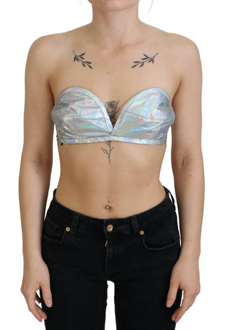 Dolce & Gabbana Silver Shimmer Bustier Top - Hilstor