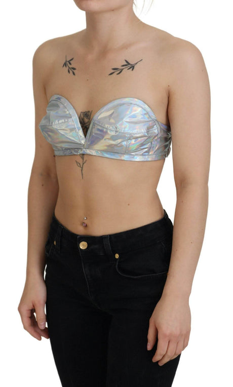 Dolce & Gabbana Silver Shimmer Bustier Top - Hilstor