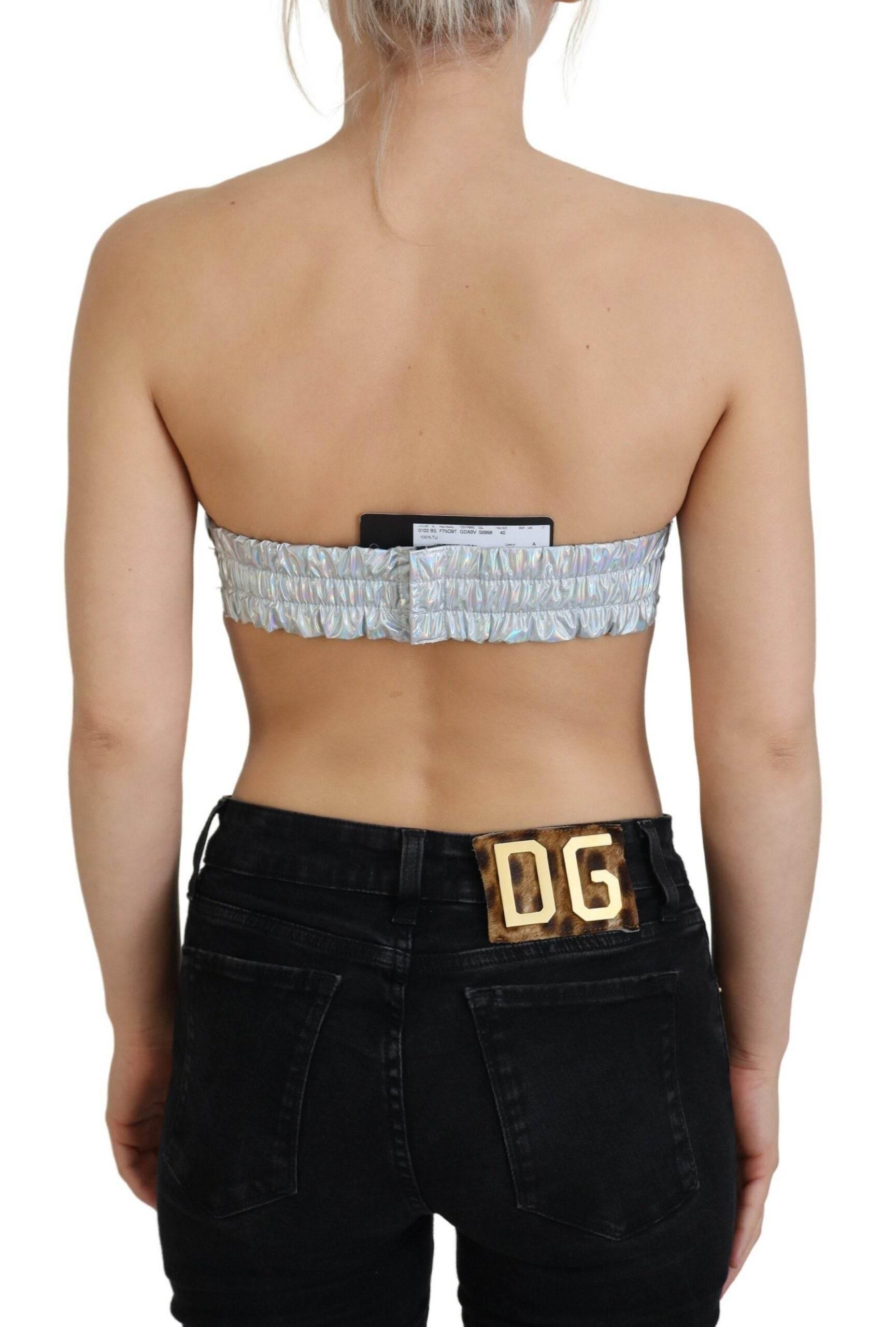 Dolce & Gabbana Silver Shimmer Bustier Top - Hilstor