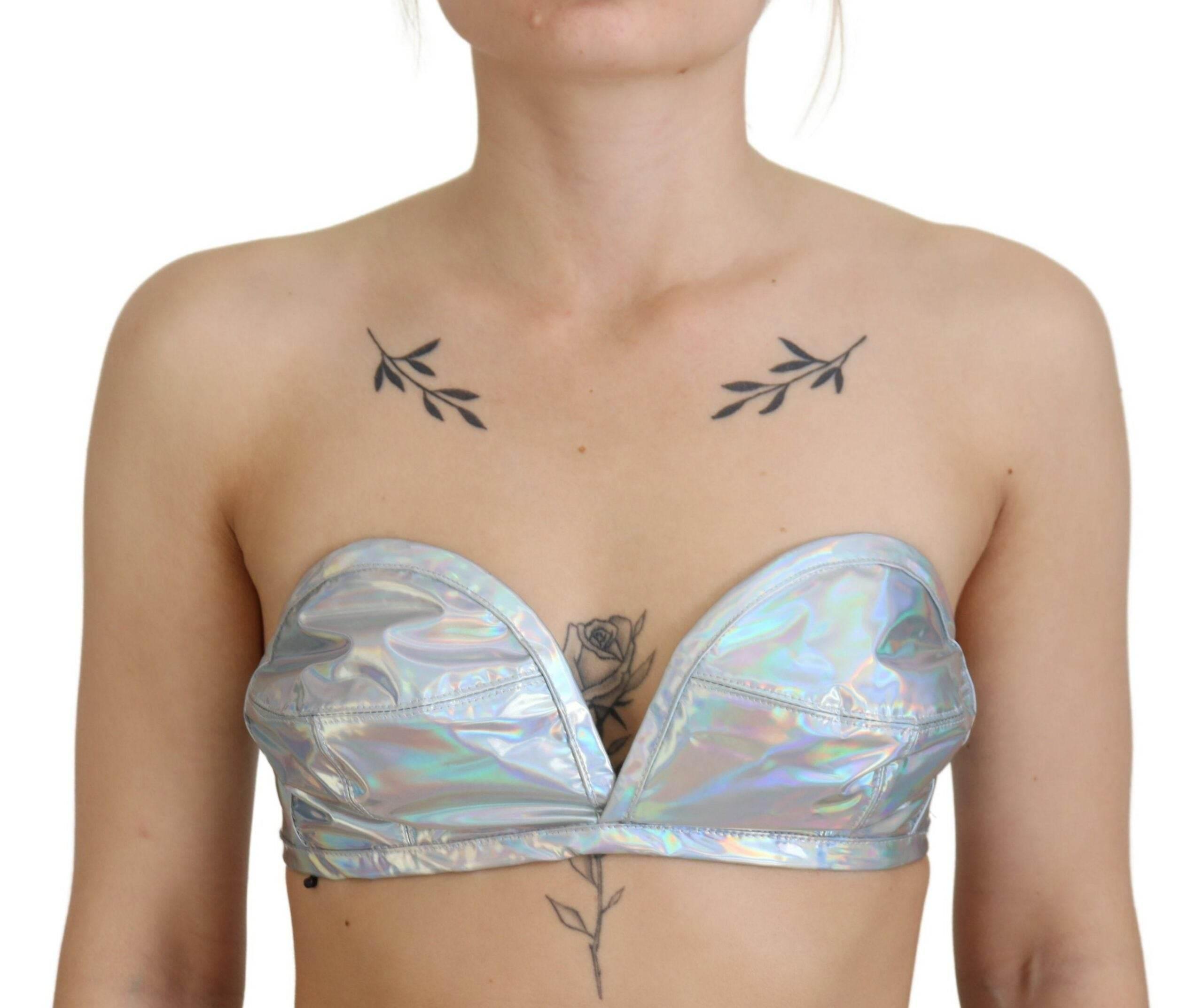 Dolce & Gabbana Silver Shimmer Bustier Top - Hilstor