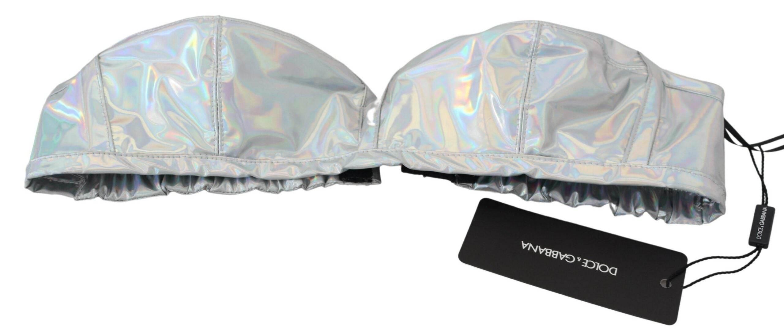 Dolce & Gabbana Silver Shimmer Bustier Top - Hilstor