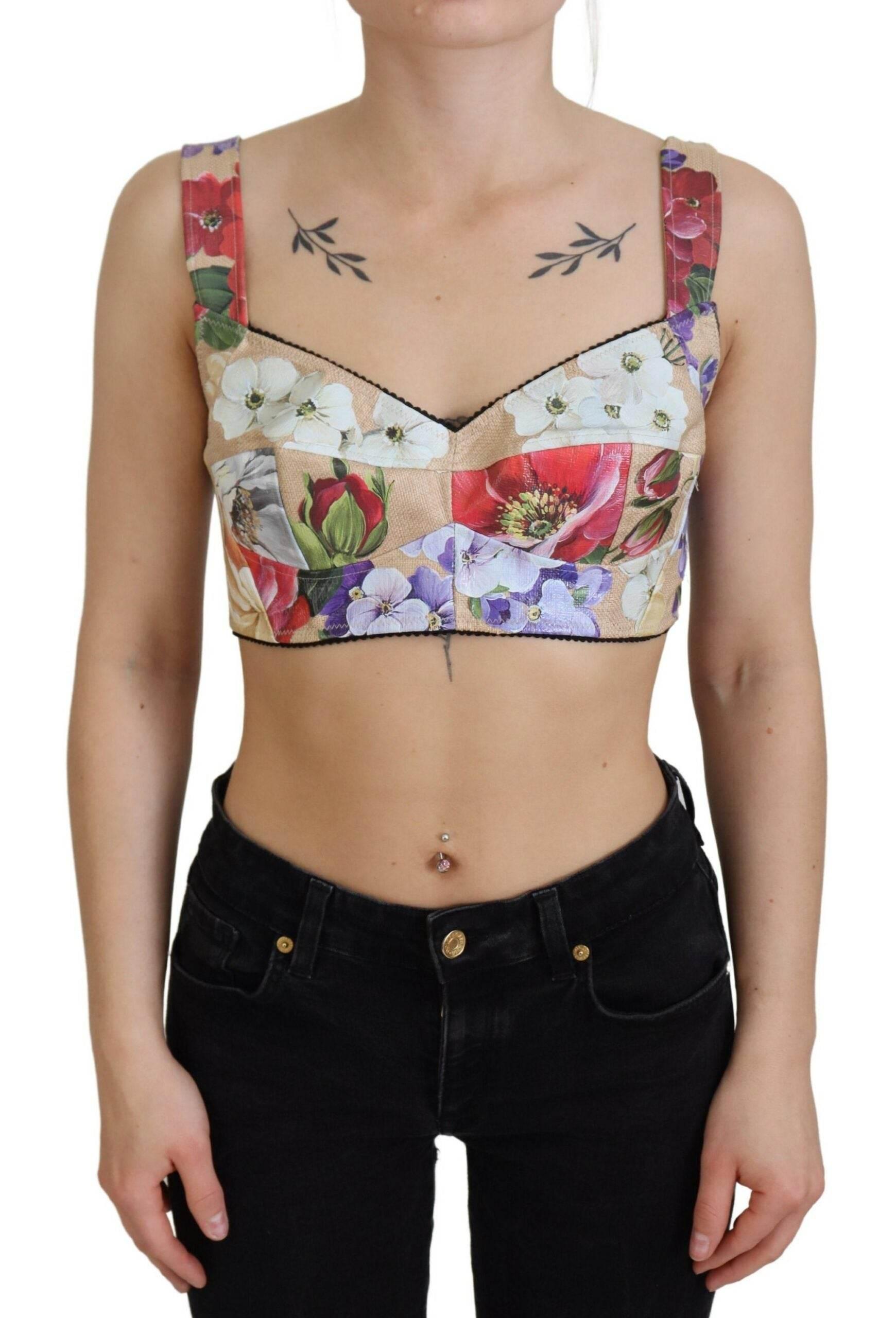 Dolce & Gabbana Multicolor Floral Cropped Bustier Corset Top - Hilstor
