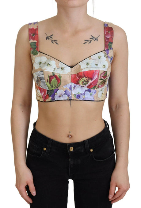 Dolce & Gabbana Floral Print Bustier Crop Top - Hilstor