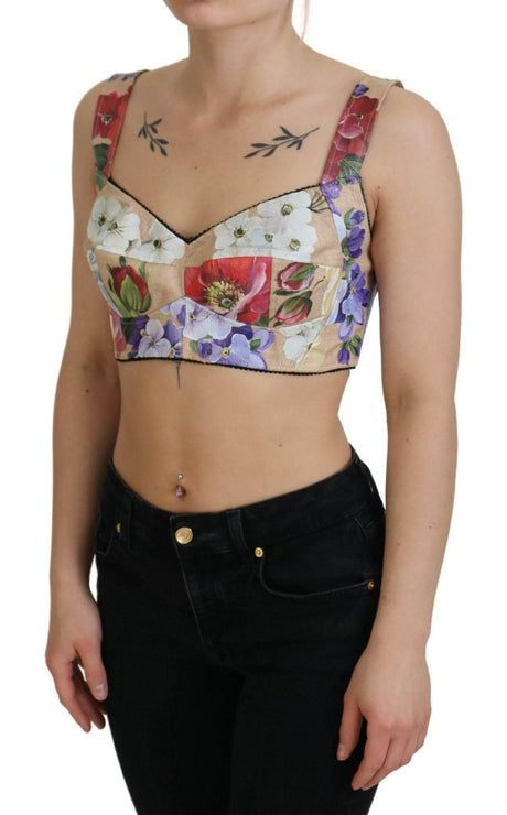 Dolce & Gabbana Floral Print Bustier Crop Top - Hilstor
