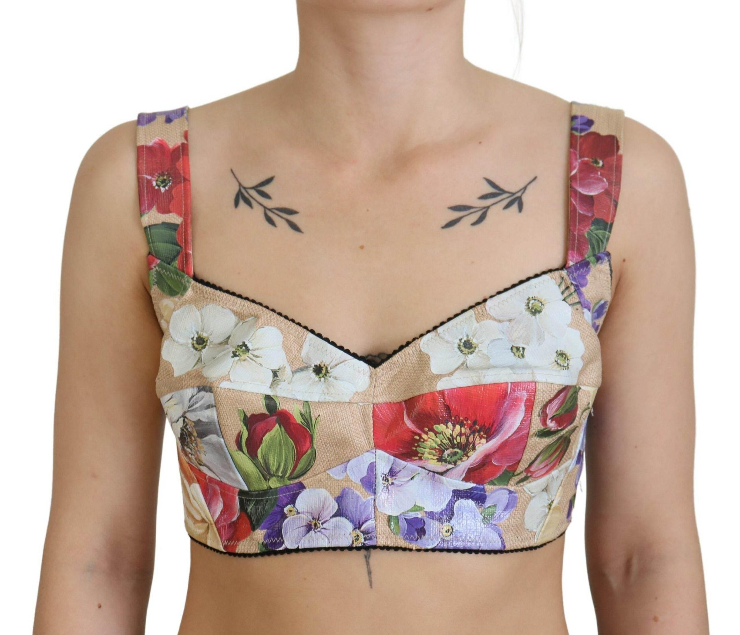 Dolce & Gabbana Multicolor Floral Cropped Bustier Corset Top - Hilstor
