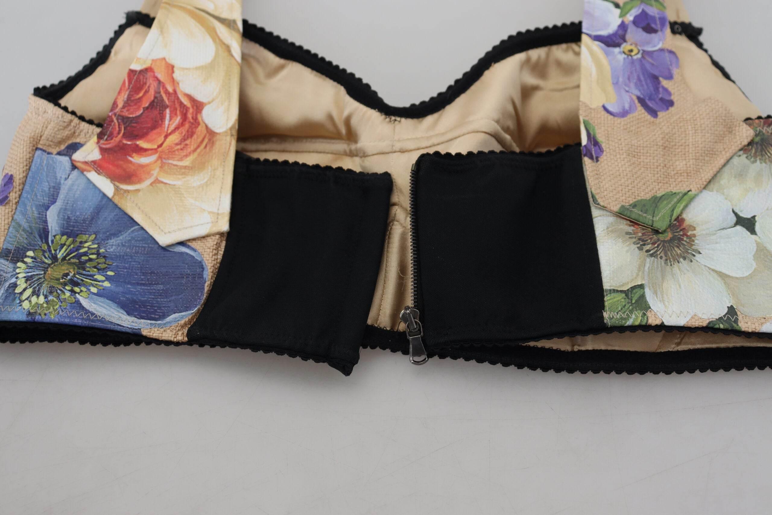 Dolce & Gabbana Multicolor Floral Cropped Bustier Corset Top - Hilstor