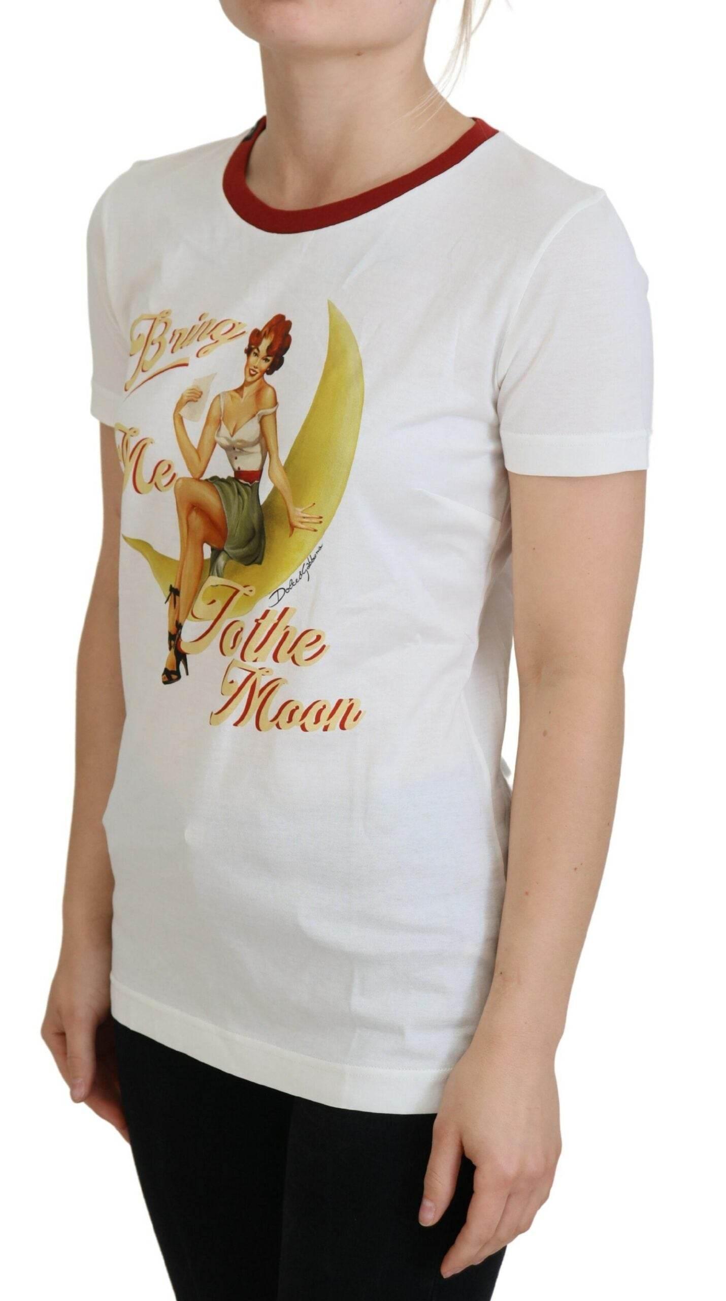 Dolce & Gabbana White Printed Short Sleeves Pullover Top - Hilstor