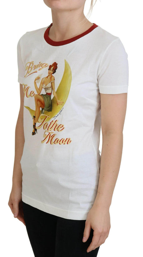 Dolce & Gabbana White Printed Short Sleeves Pullover Top - Hilstor