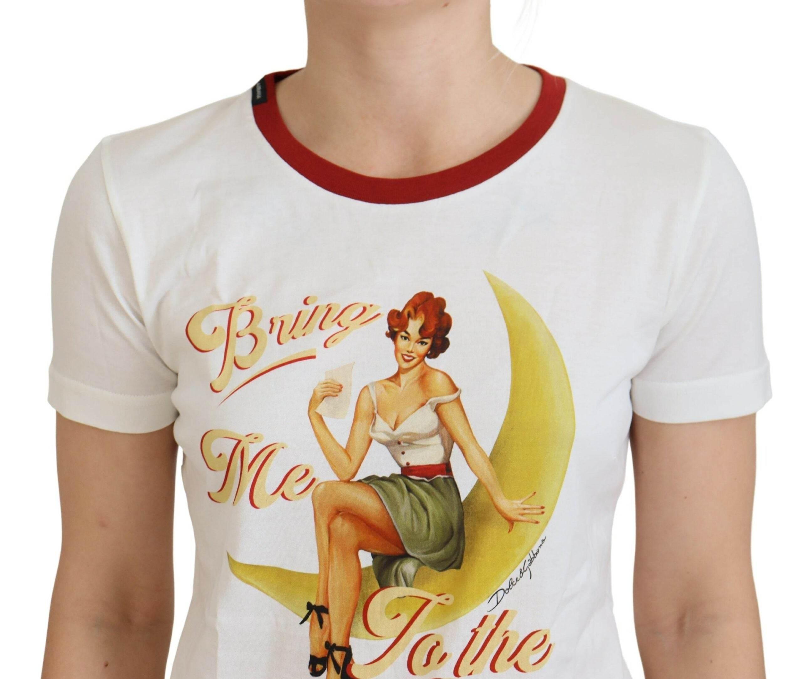 Dolce & Gabbana White Printed Short Sleeves Pullover Top - Hilstor