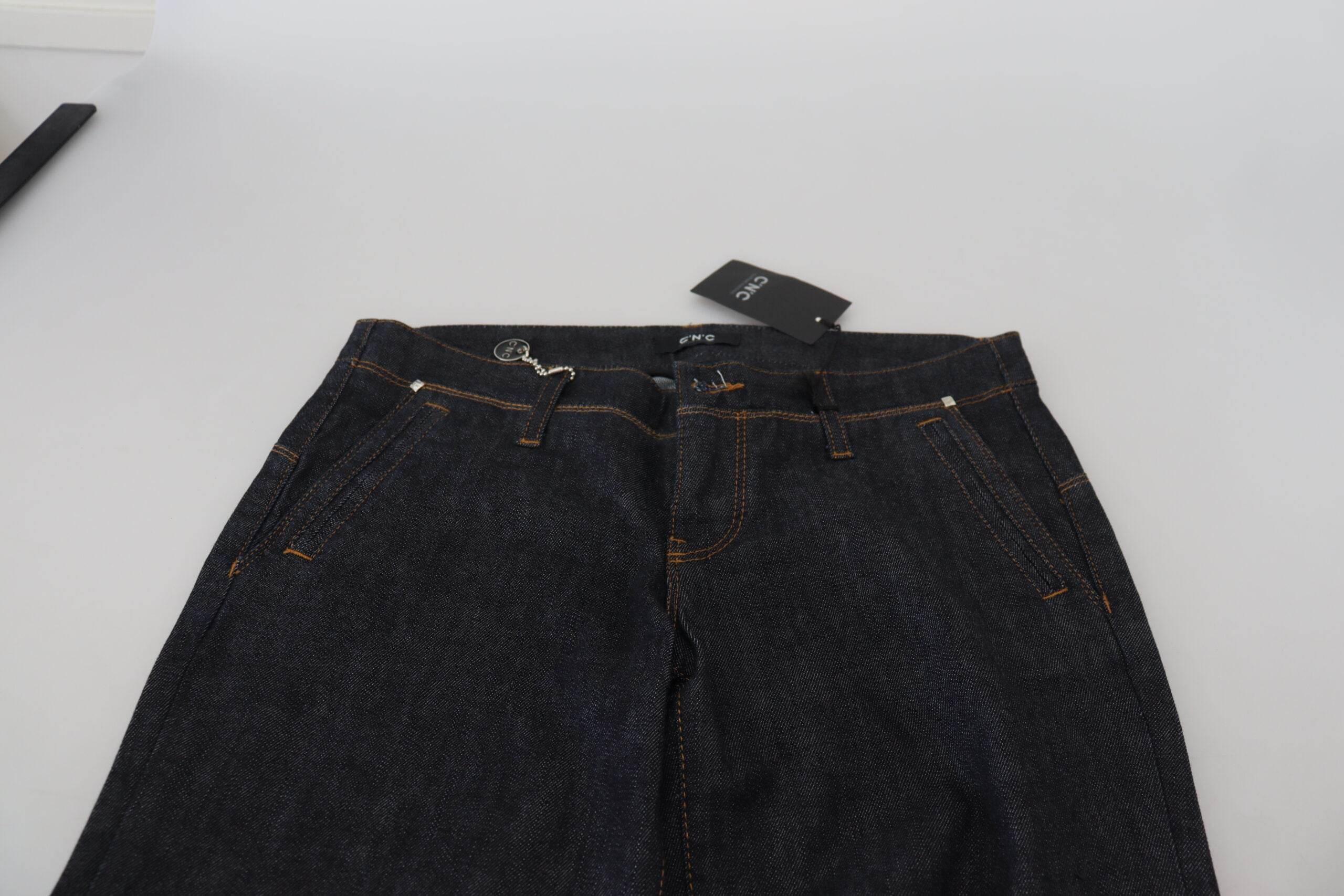 Costume National Blue Low Waist Straight Denim Pants Jeans - Hilstor