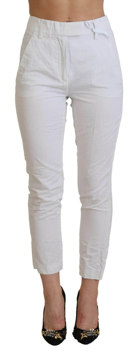 Dondup Elegant High Waist Tapered White Pants - Hilstor