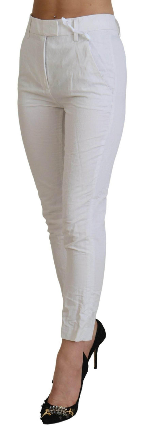 Dondup Elegant High Waist Tapered White Pants - Hilstor
