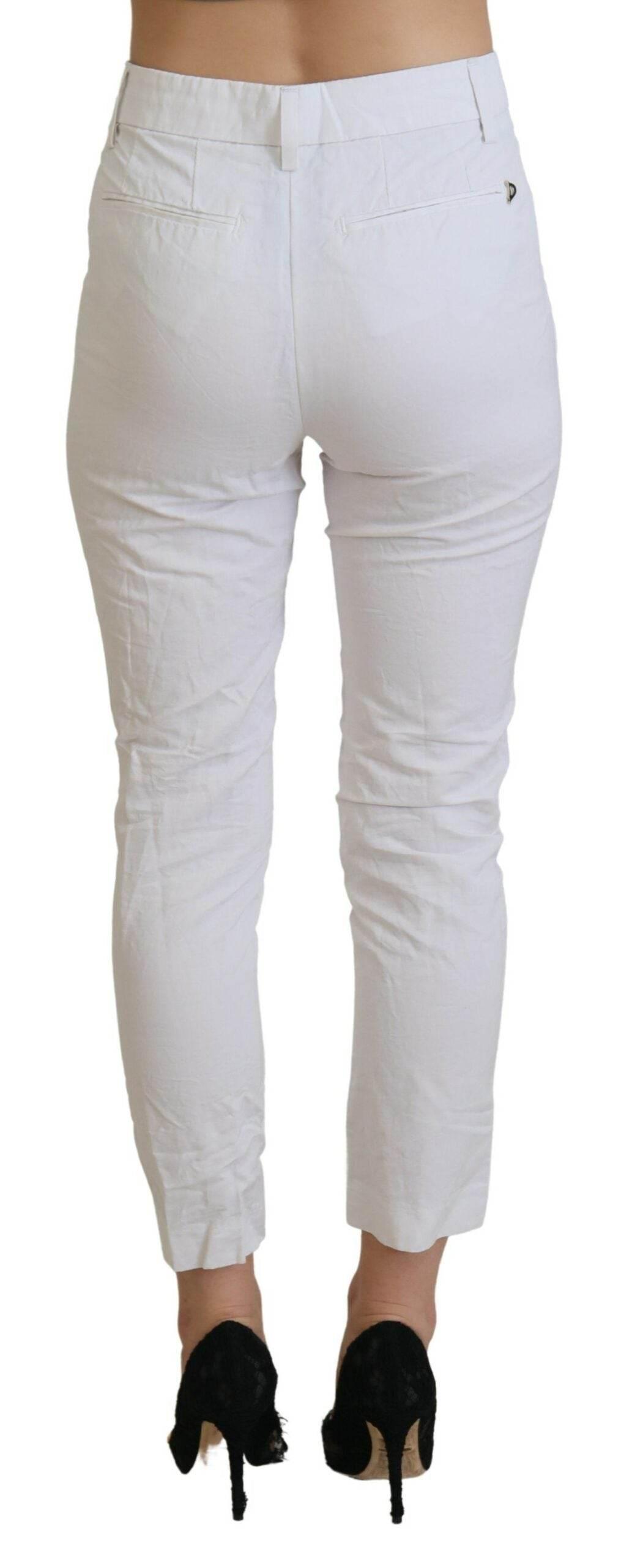 Dondup Elegant High Waist Tapered White Pants - Hilstor
