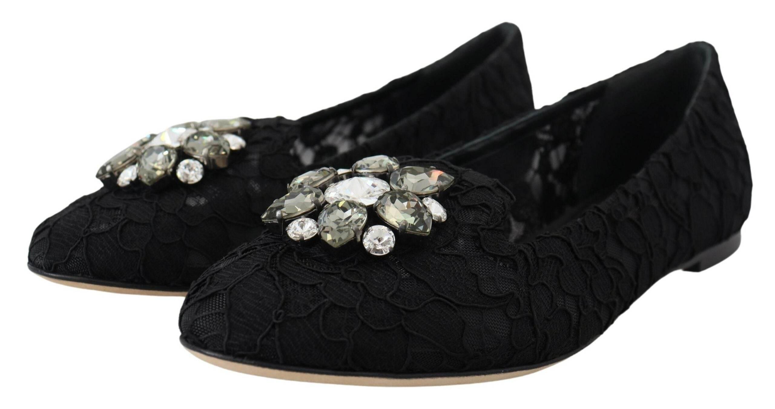 Dolce & Gabbana Elegant Floral Lace Flat Vally Shoes - Hilstor