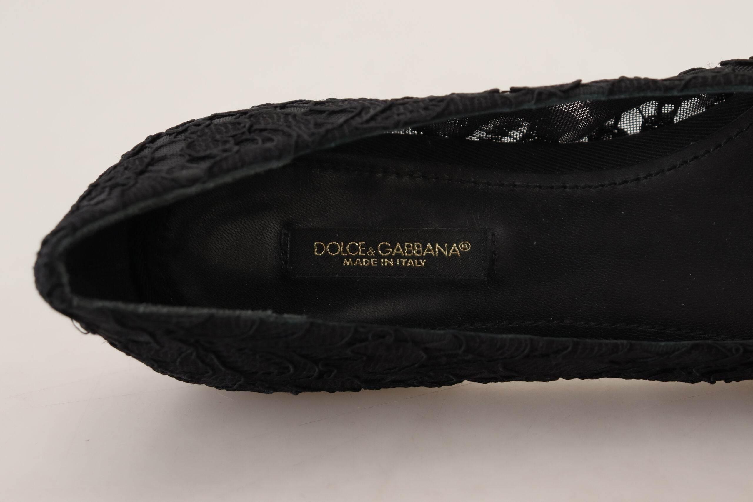 Dolce & Gabbana Elegant Floral Lace Flat Vally Shoes - Hilstor