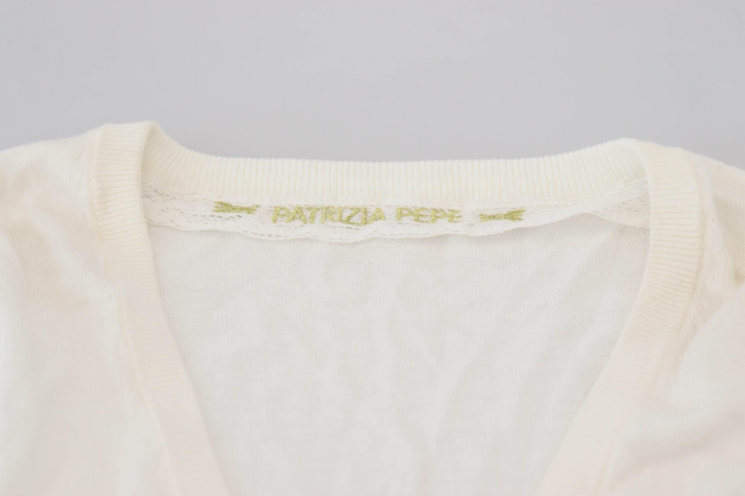 Patrizia Pepe Ivory V-Neck Long Sleeves Women Blouse Top - Hilstor