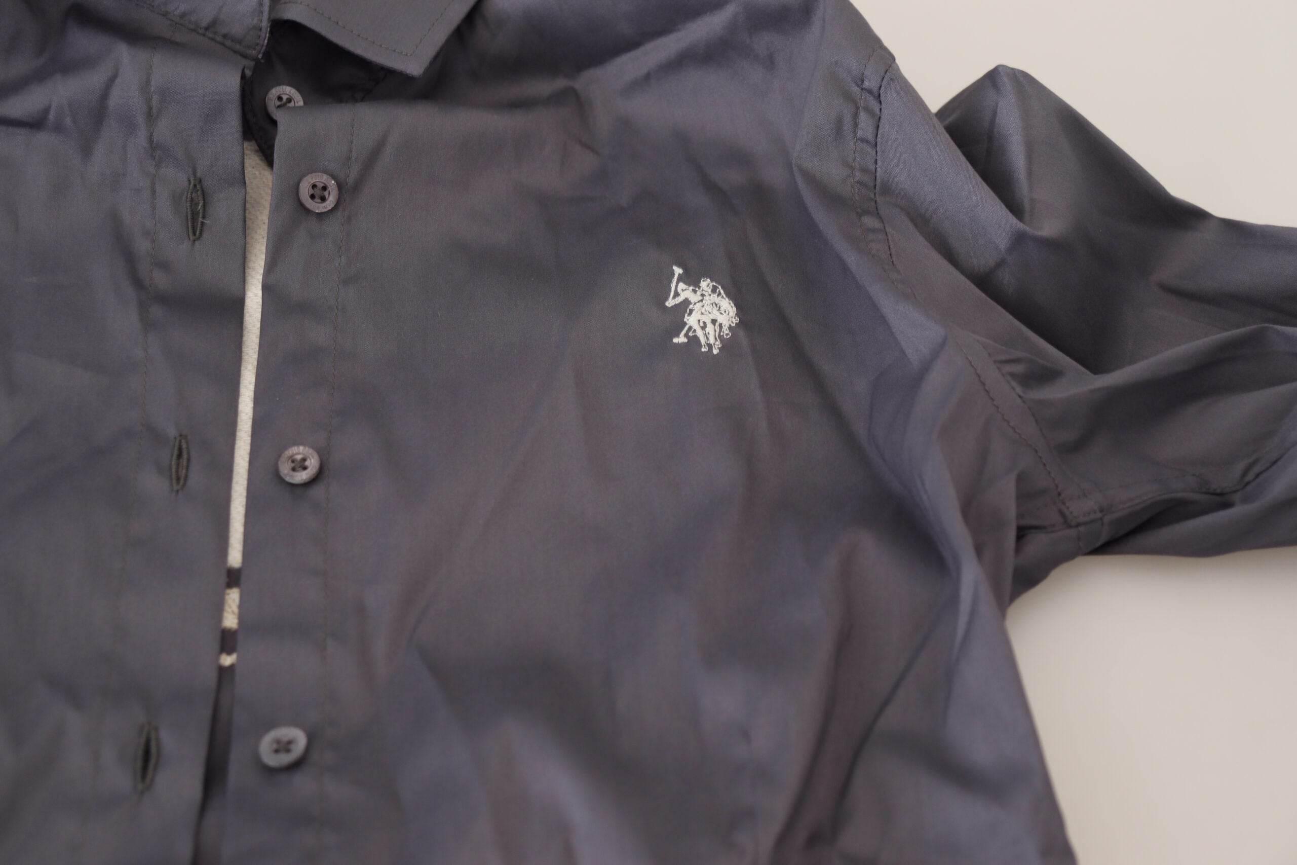 U.S. POLO ASSN. Gray Printed Long Sleeves Collared Top - Hilstor
