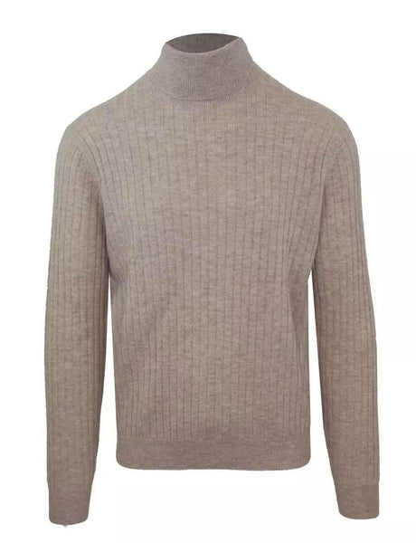 Malo Beige Cashmere-Wool Blend Turtleneck Sweater - Hilstor