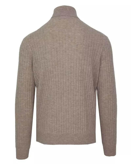 Malo Beige Cashmere-Wool Blend Turtleneck Sweater - Hilstor