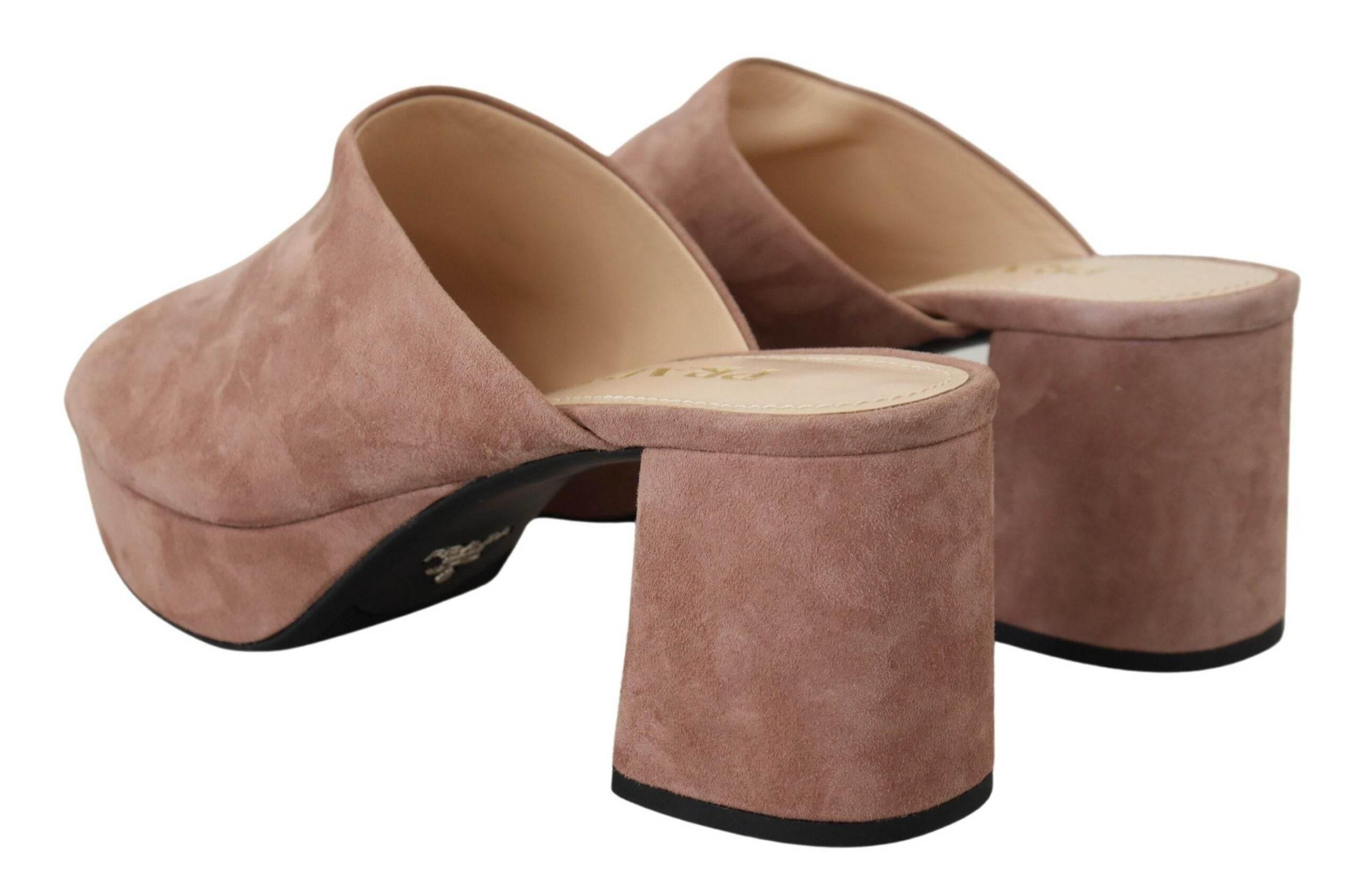 Prada Elegant Dark Rose Suede Heels - Hilstor