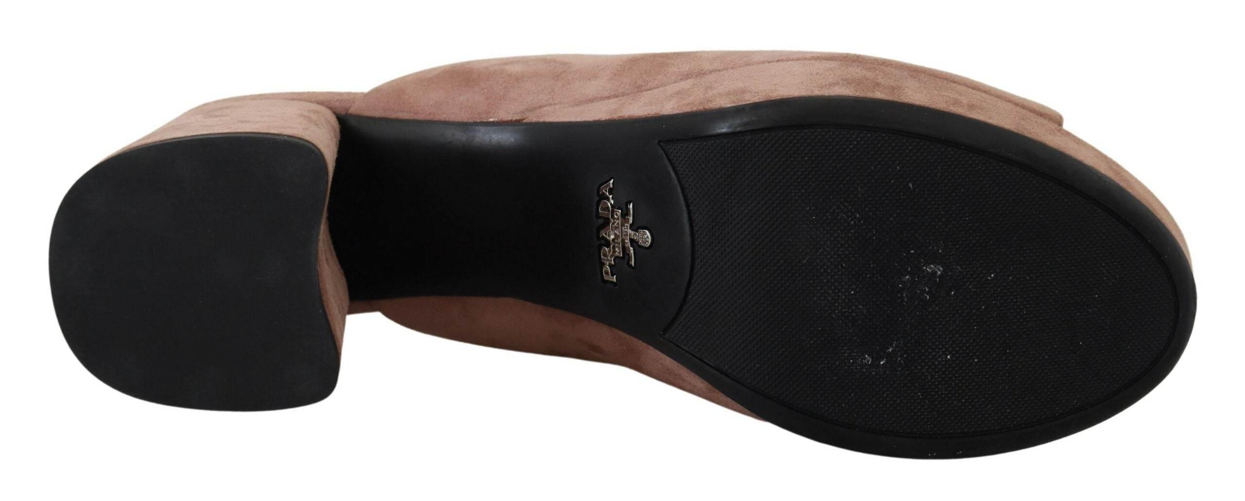 Prada Elegant Dark Rose Suede Heels - Hilstor