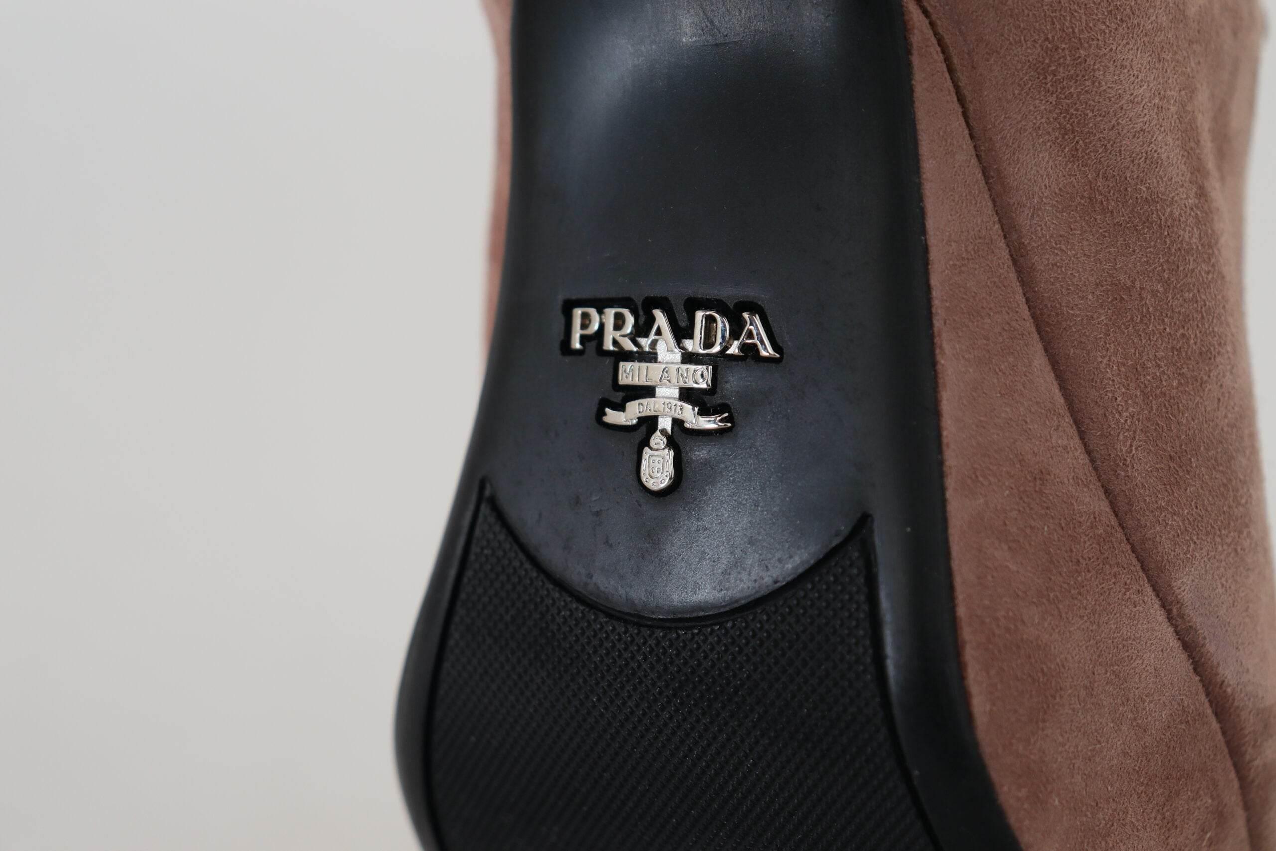 Prada Elegant Dark Rose Suede Heels - Hilstor