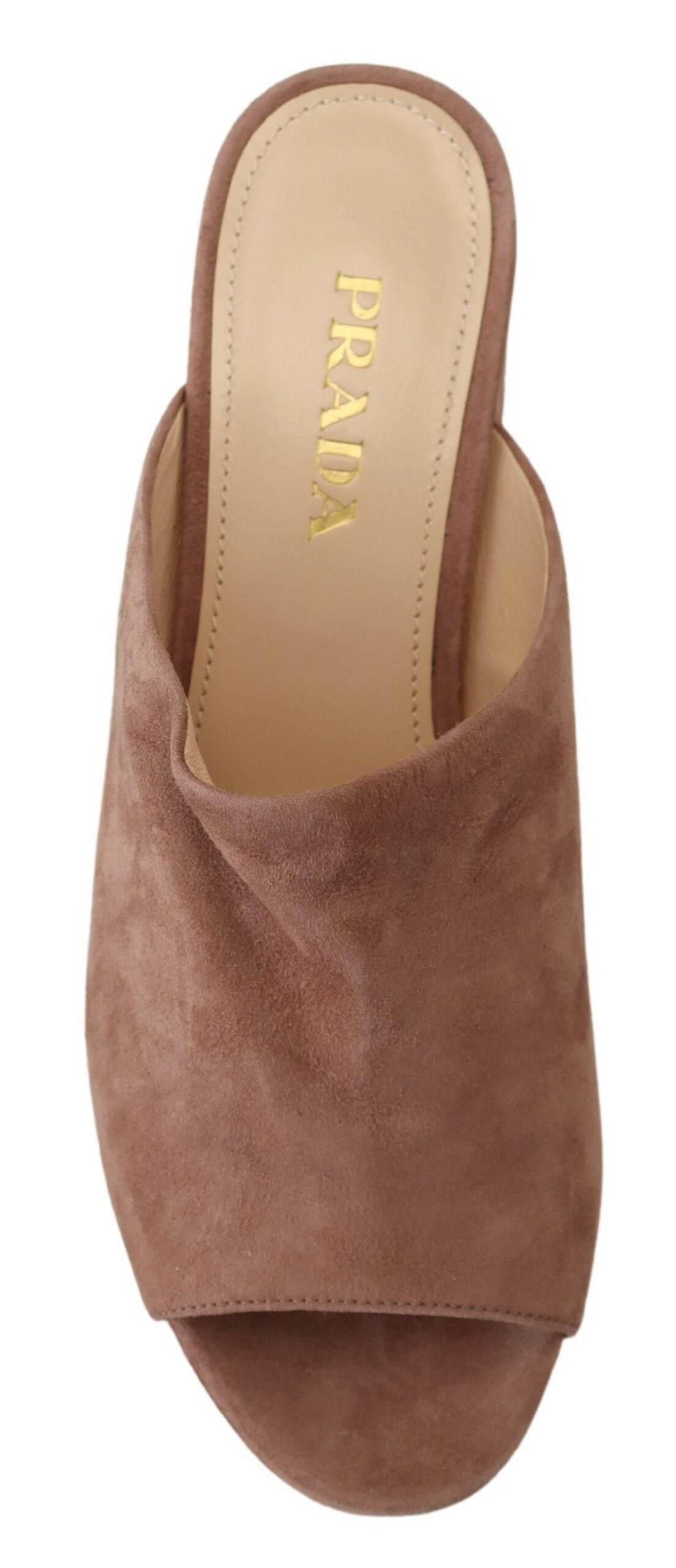 Prada Elegant Dark Rose Suede Heels - Hilstor