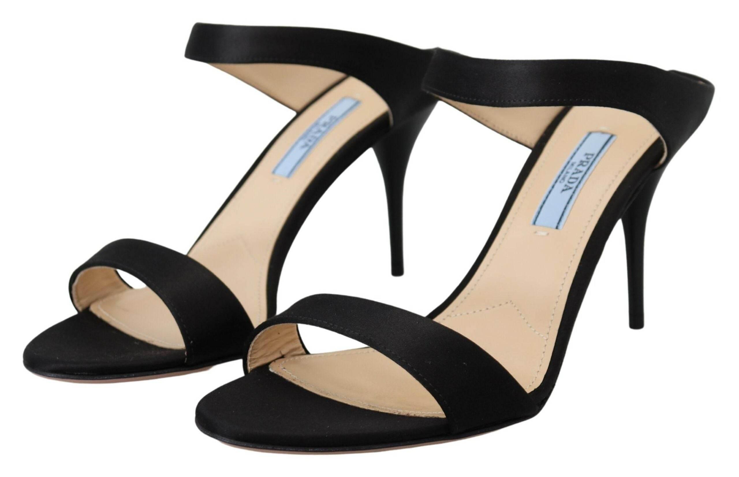 Prada Elegant Black Leather Heels Pumps - Hilstor