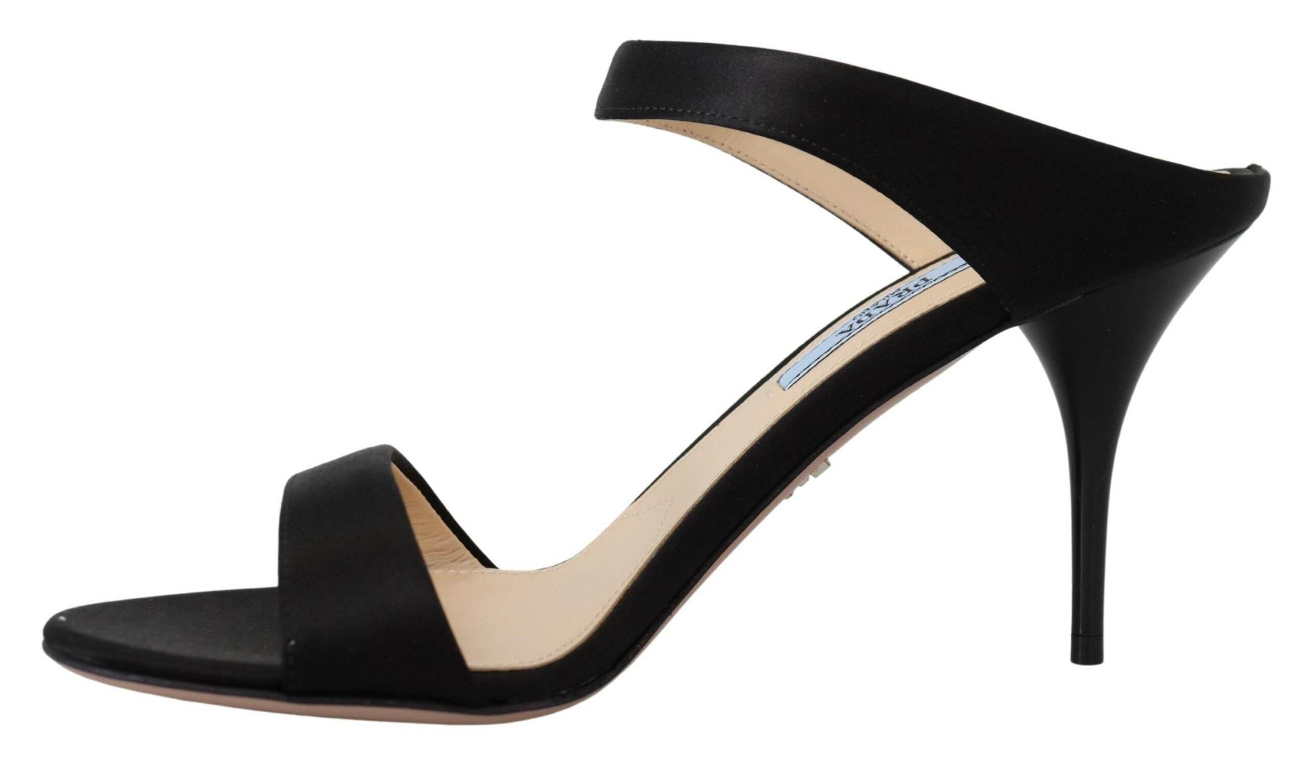 Prada Elegant Black Leather Heels Pumps - Hilstor
