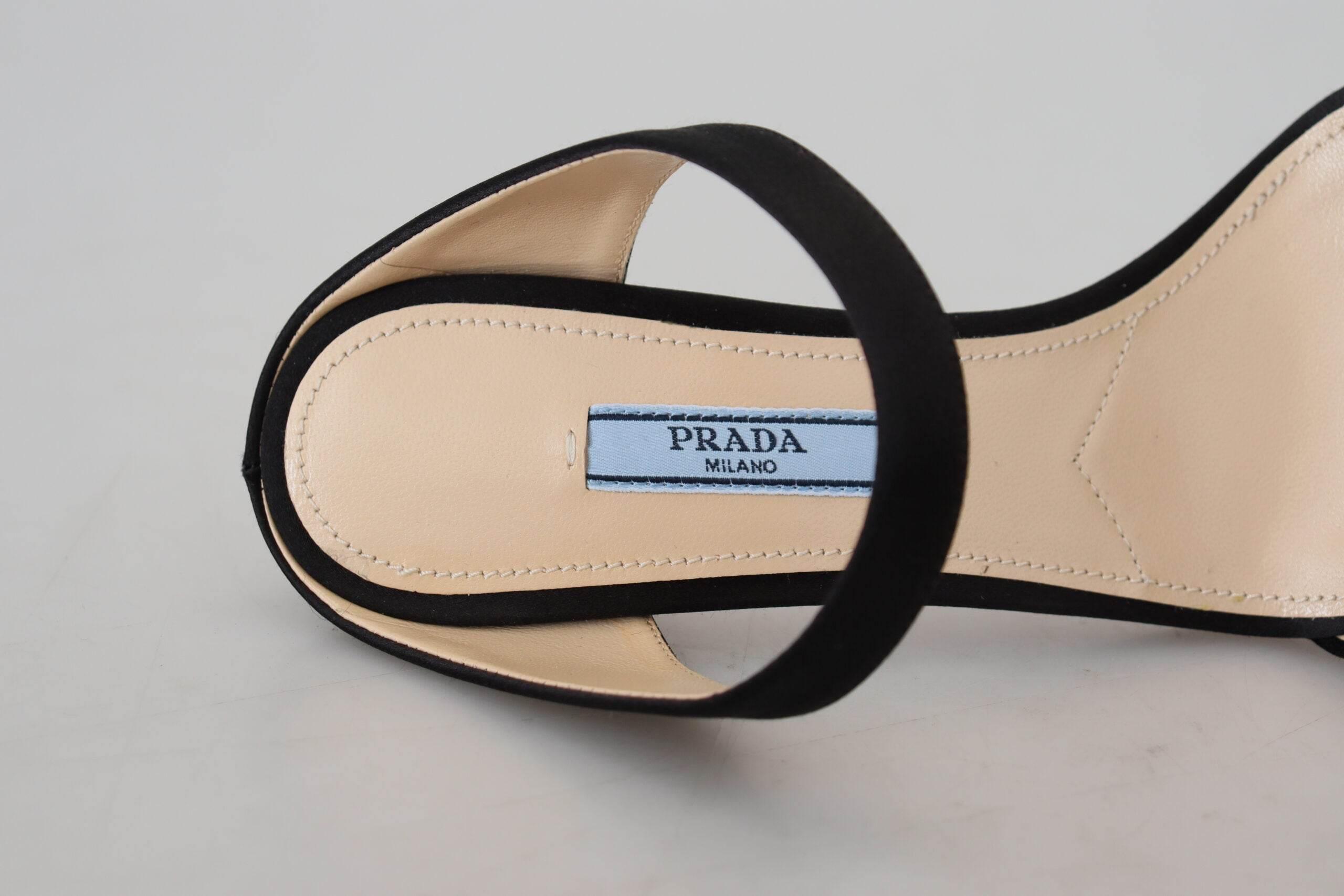 Prada Elegant Black Leather Heels Pumps - Hilstor