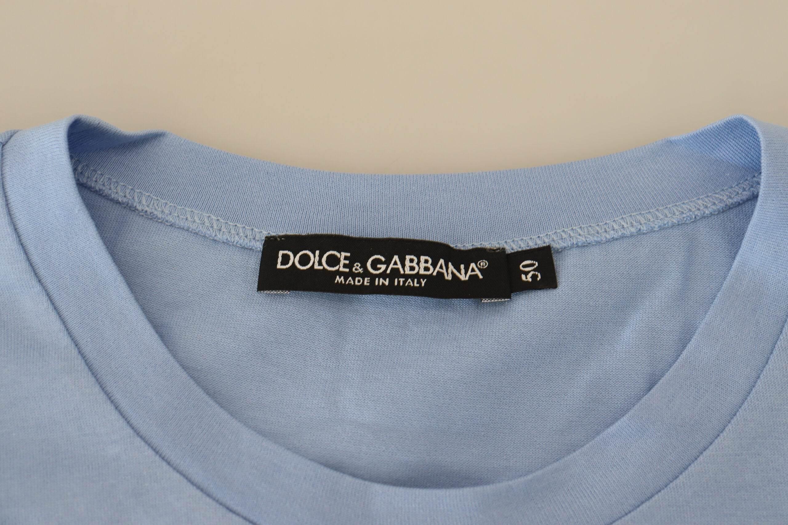 Dolce & Gabbana Light Blue Happy New Year 2017 Cotton T-shirt - Hilstor