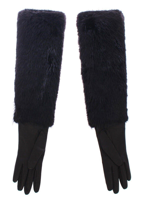 Dolce & Gabbana Elegant Elbow-Length Beaver Fur Gloves - Hilstor