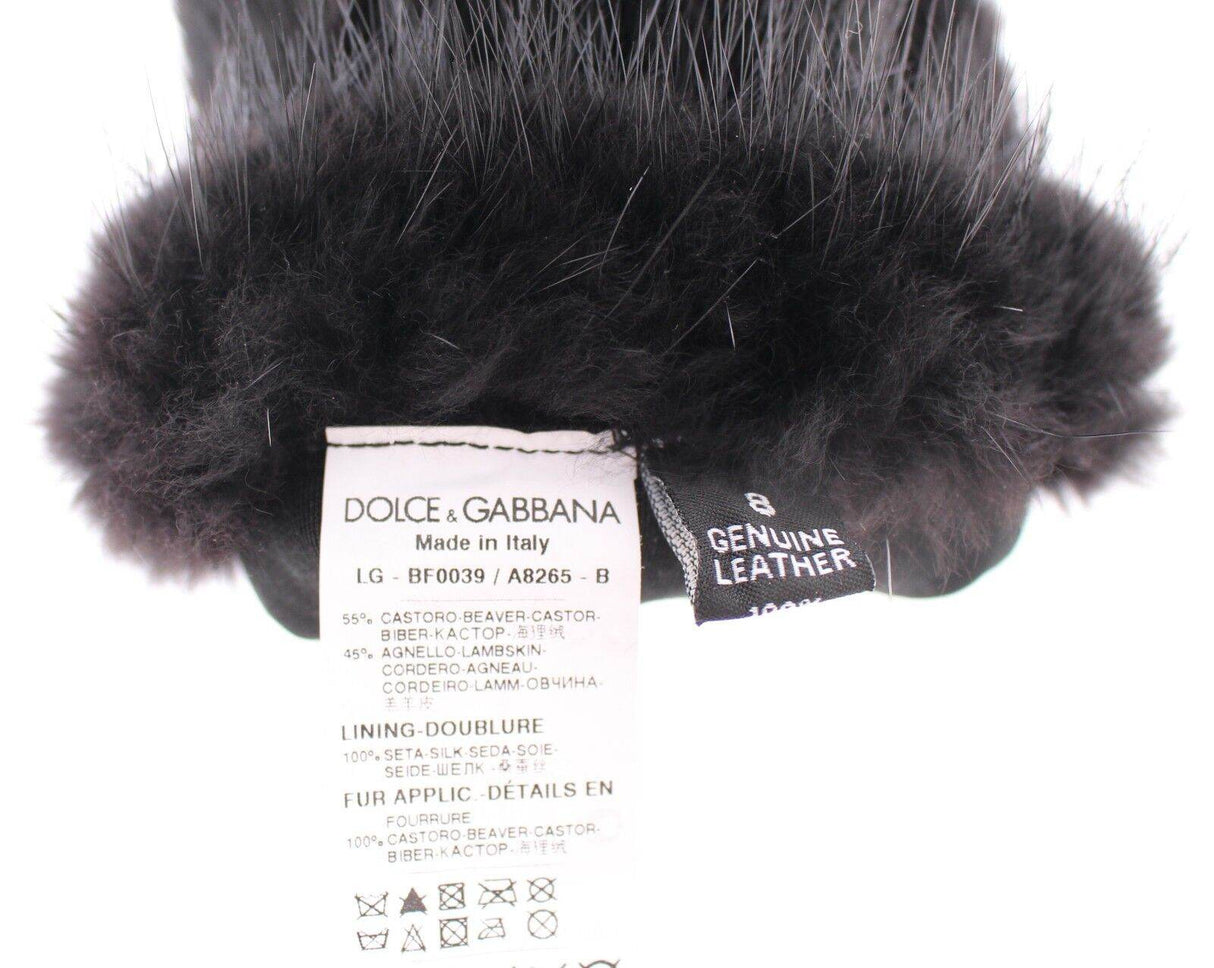 Dolce & Gabbana Elegant Elbow-Length Beaver Fur Gloves - Hilstor