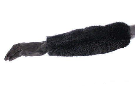 Dolce & Gabbana Elegant Elbow-Length Beaver Fur Gloves - Hilstor